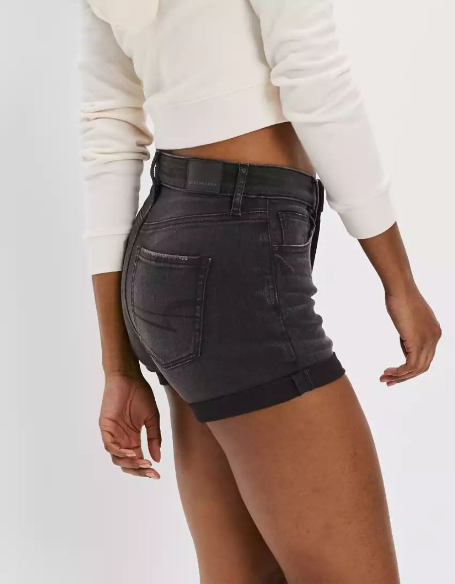 Shorts American Eagle AE Ne(x)t Level High-Waisted Denim Noir Femme | PNP-03054384